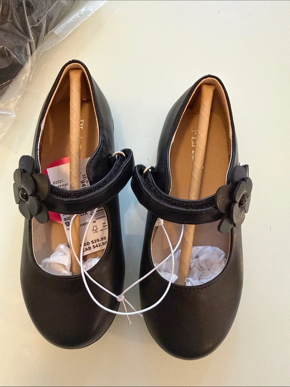 The Children's Place Black Floral Strap Mary Janes
